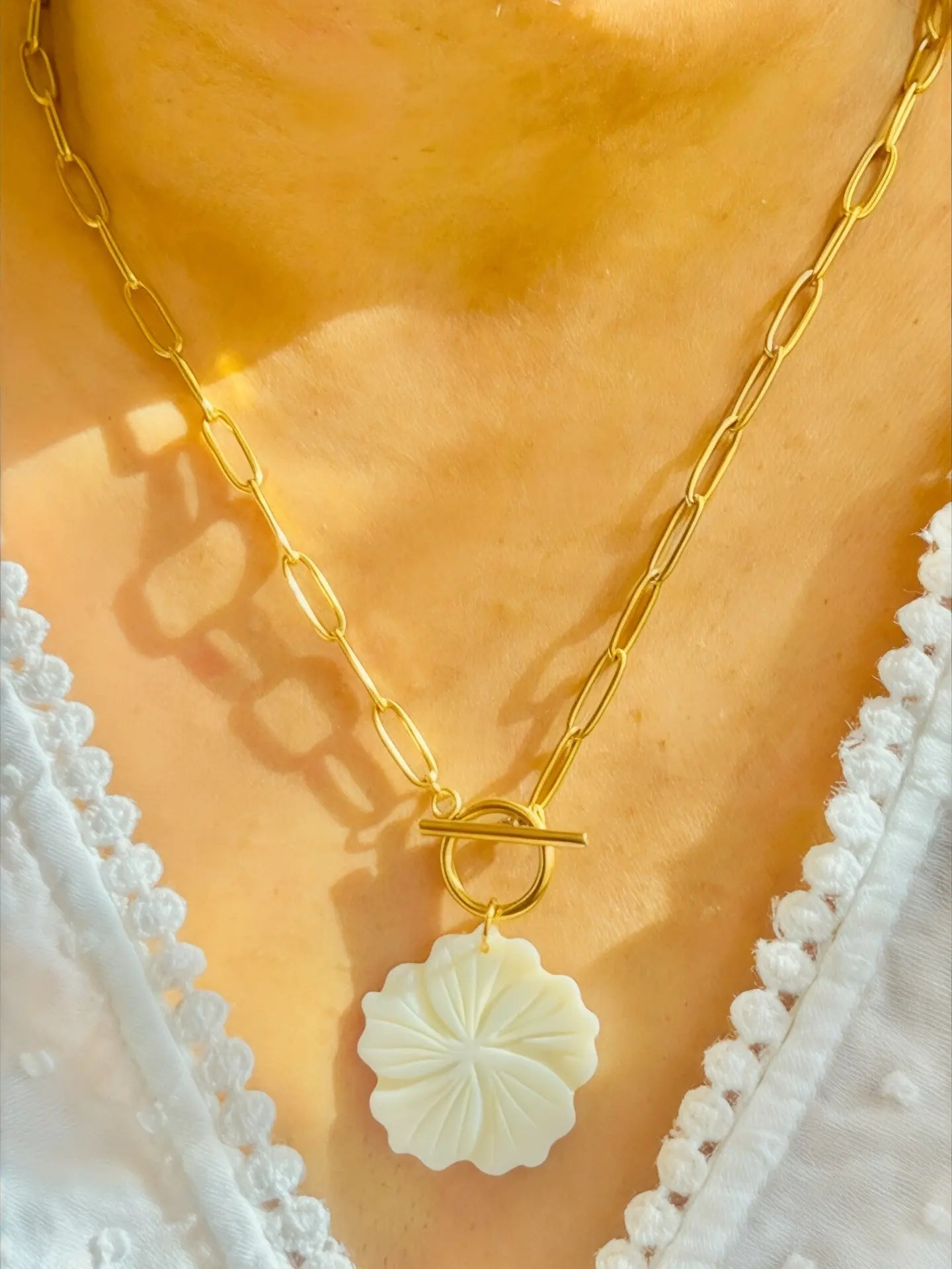 Golden Hibiscus Necklace - Laliyo Bedminster