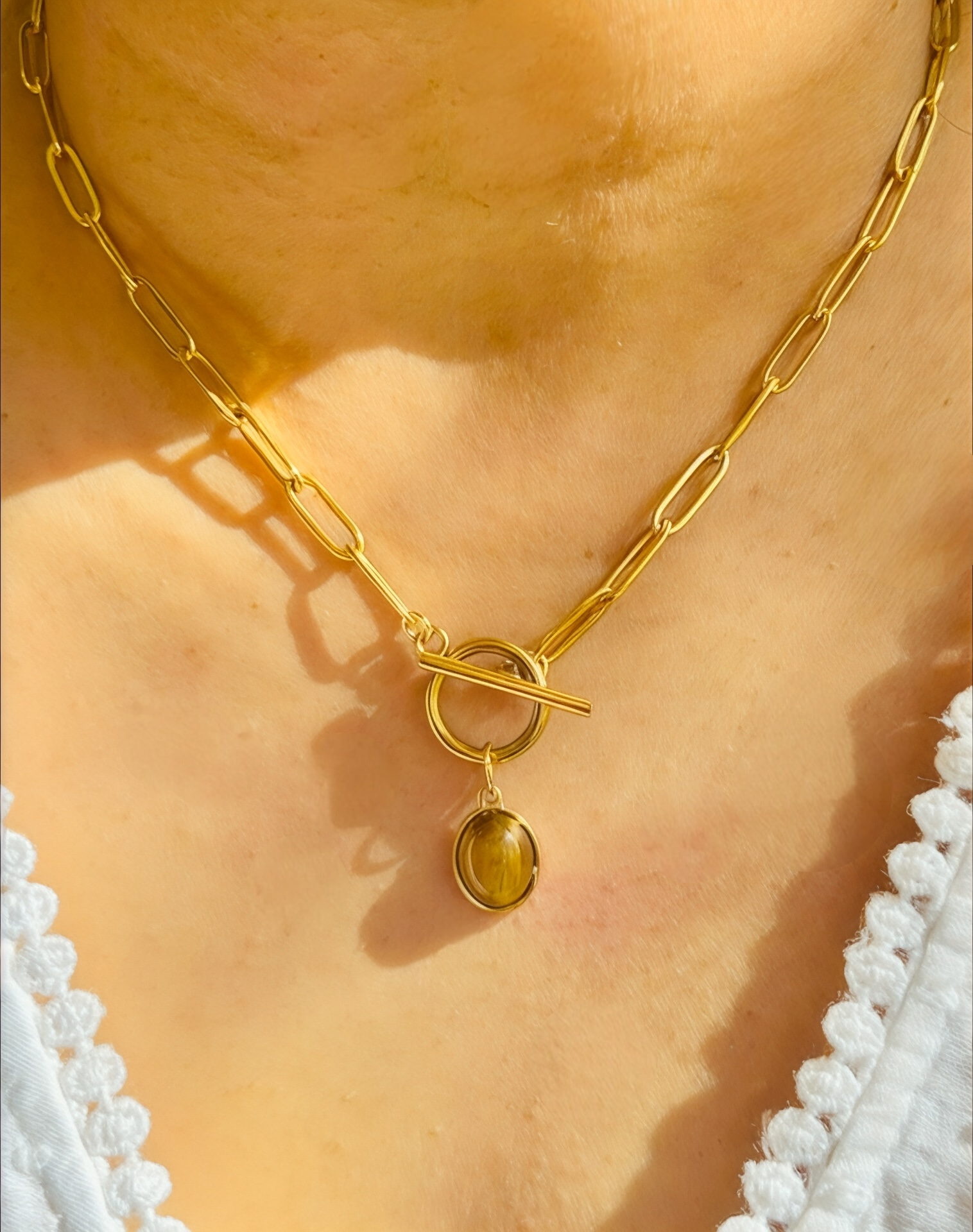Amber Gaze Pendant Necklace
