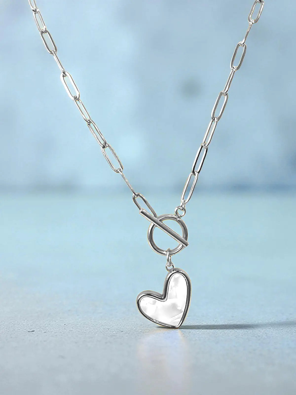 Amora Linked Heart Necklace Paperclip Necklace with Heart Pendant