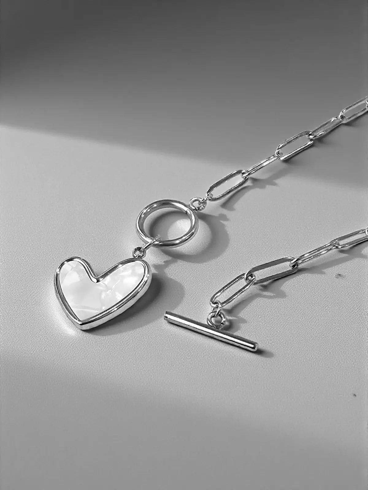 Amora Linked Heart Necklace Paperclip Necklace with Heart Pendant