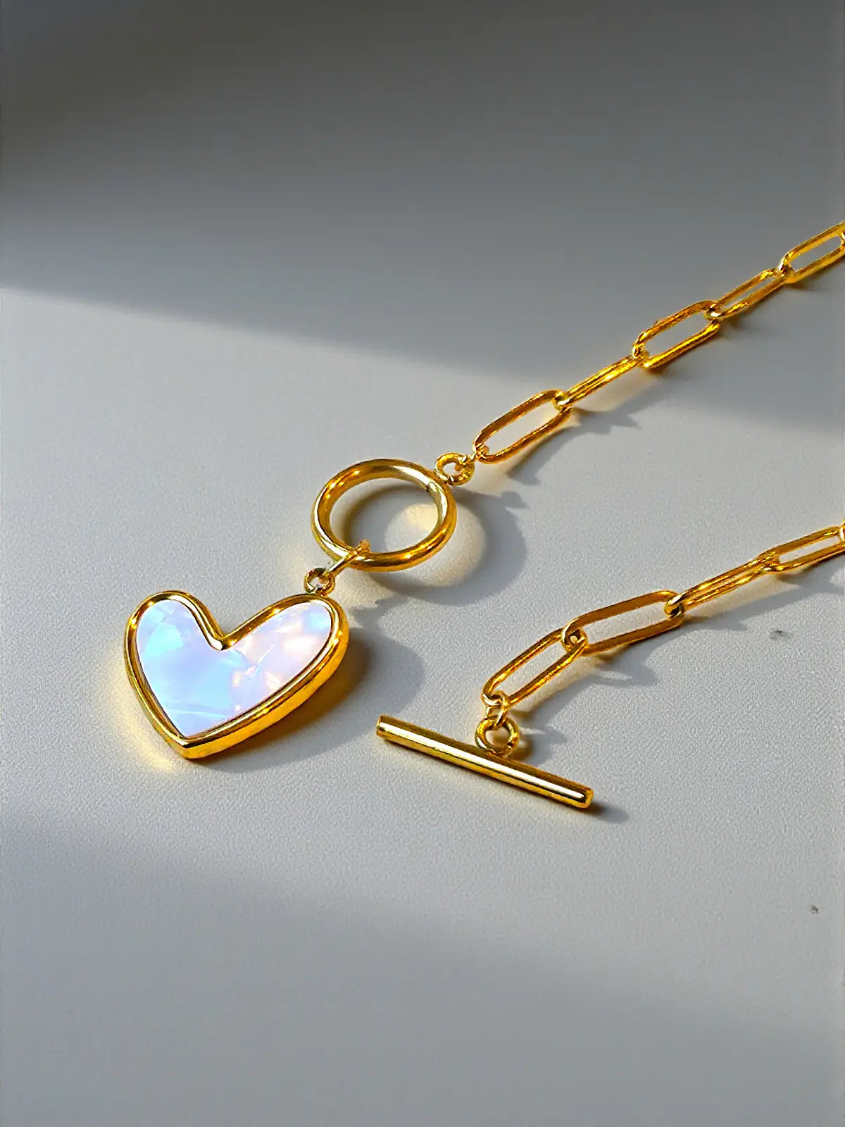 Amora Linked Heart Necklace Paperclip Necklace with Heart Pendant